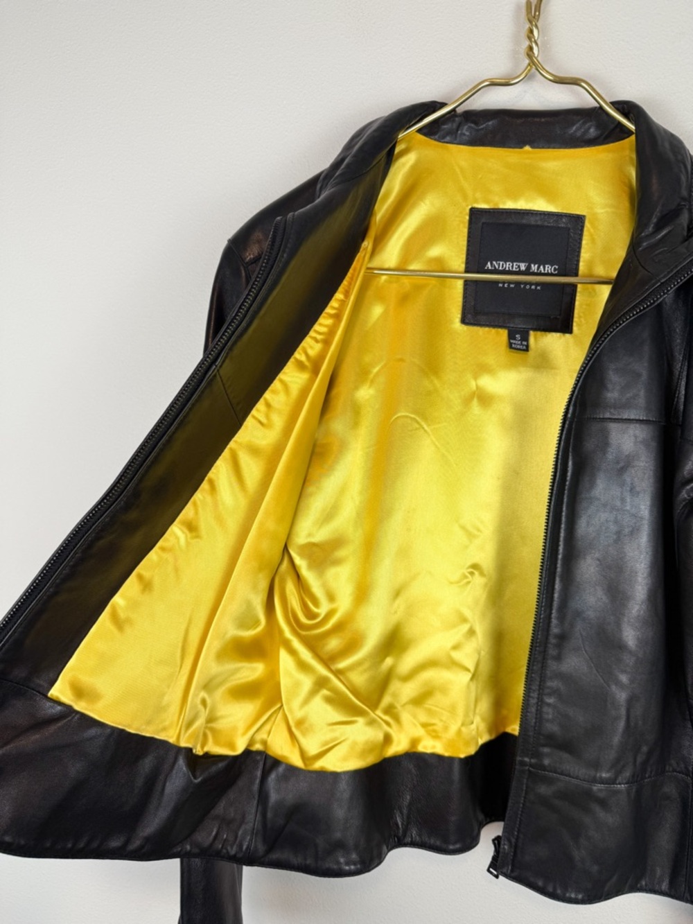 Vintage Andrew Marc New York Black Leather Zip Up Jacket Size Small - Picture 10 of 11